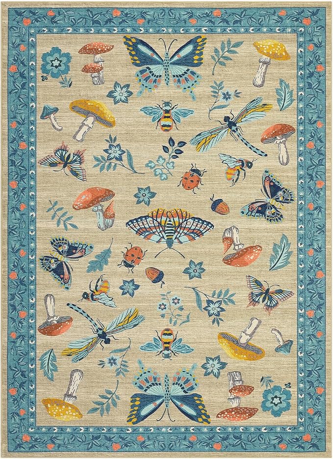 Mushroom Insect 8x10 Area Rugs, Washable Rugs - Image 4