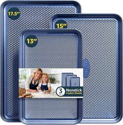 3Pcs Nonstick Baking Sheet, Baking Sheet Pan Set, Jelly Roll Pans, Cookies Sheet by SlowSLog