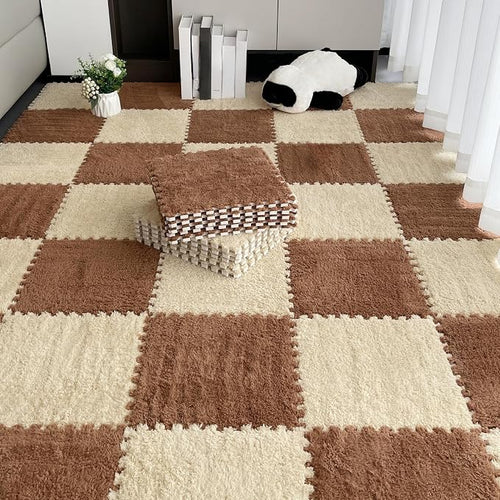12pcs Carpet Squares Puzzle Floor Mat, Plush Interlocking Carpet Tiles by Unknown