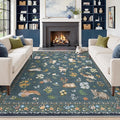 Soalmost Cat 8x10 Area Rugs for Living Room, Machine Washable Animal Floral by Soalmost