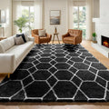 ONASAR 7x9 Area Rugs for Living Room Bedroom, Large Fluffy Black and White by ONASAR