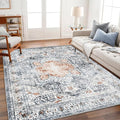 CHAMPLANT Area Rug 6x9 Washable Rug Gray Vintage Traditional Floor Cover Thin by CHAMPLANT