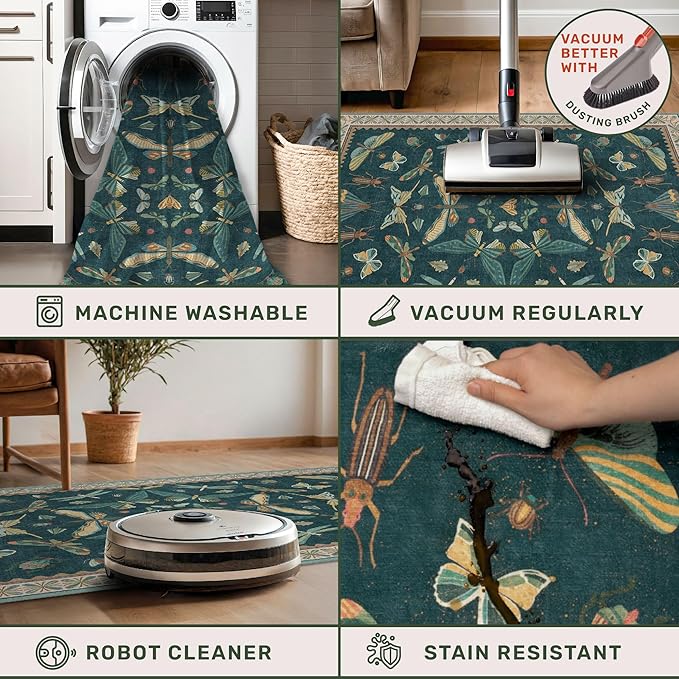 Dark Teal 4x6 Area Rugs for Door Mat Entrance - Image 4
