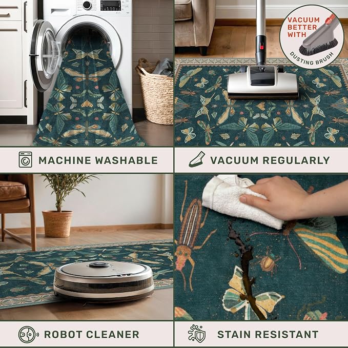 Hazo Haus Green Boho Runner Rug 3x8, Foldable Washable Carpet - Image 5