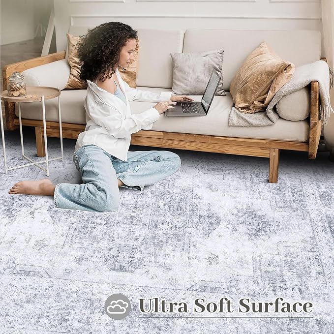 XLUEZ Area Rug 9x12 Living Room Rug, Machine Washable Vintage Distressed - Image 4