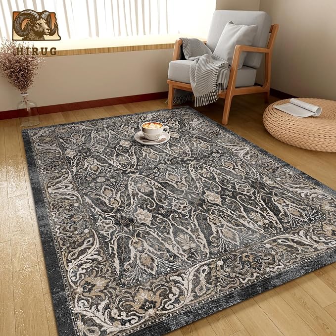 Washable Area Rug 5' x 7' Vintage Traditional Persian Mat - Image 4