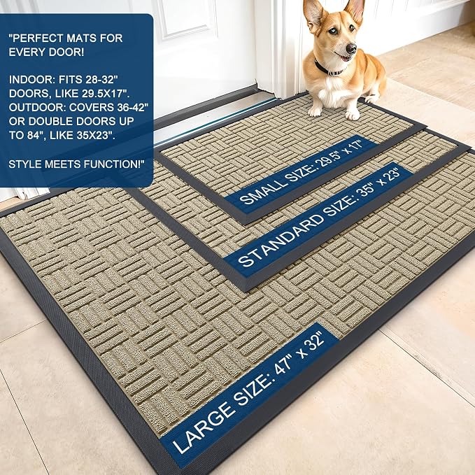 OLANLY Front Door Mat Outside Entrance 33x21, Heavy Duty Sturdy Natural Rubber - Image 2