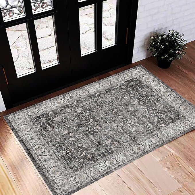 CHAMPLANT Washable Area Rug 2'x3' Door Mat Vintage Distressed Doormat Indoor by CHAMPLANT