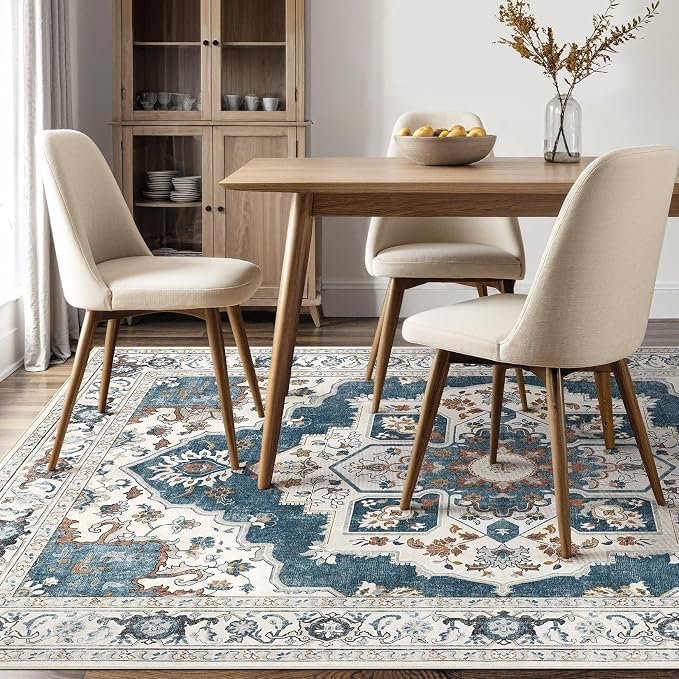 9x12 Washable Area Rug: Vintage Neutral Soft Non Slip Thin Large Floor Carpet - Image 6