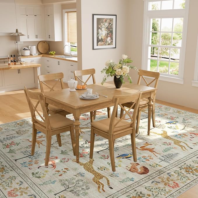 DUKINO 5x7 Rug, Washable Animal Living Room Rug - Image 7