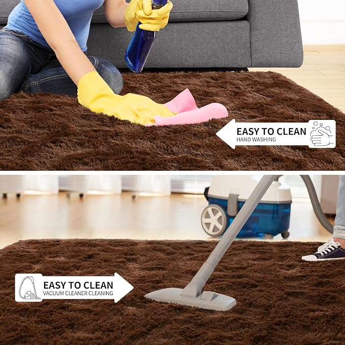 Tepook 6x9 Brown Area Rugs for Living Room Bedroom, Soft Fluffy Plush Shaggy - Image 7