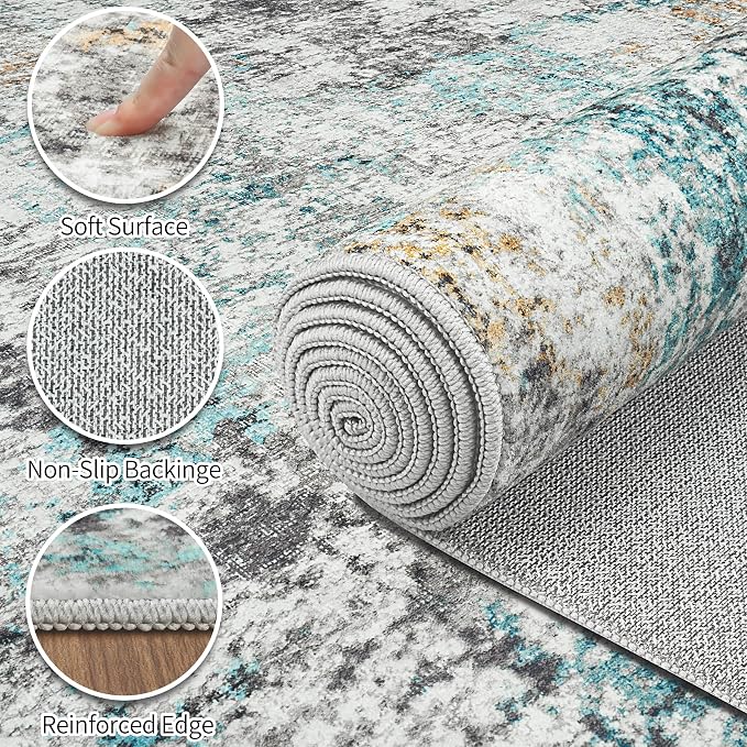 Area Rugs 10x14 Living Room: Large Soft Washable Rug Modern Abstract Anti-Skid - Image 8
