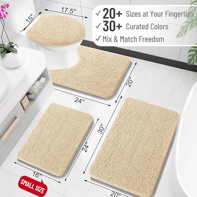 OLANLY Bathroom Rugs 30x18, Extra Soft Absorbent Chenille Bath Rugs, Rubber - Image 2