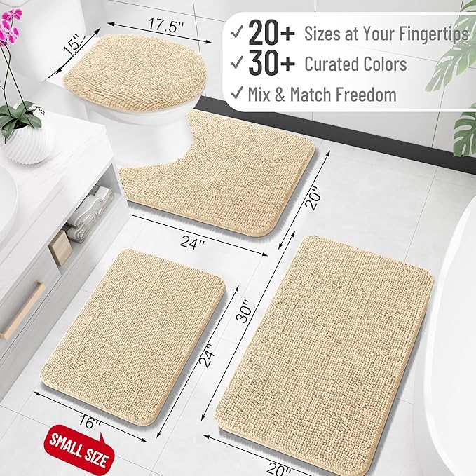 OLANLY Bathroom Rugs 35x24, Extra Soft Absorbent Chenille Bath Rugs, Rubber - Image 2