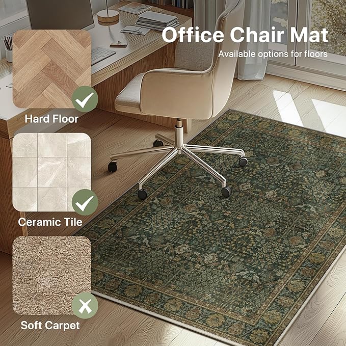 48"x60" Office Chair Mat for Hardwood Tile Floor, Under Desk Carpet Protector - Image 3