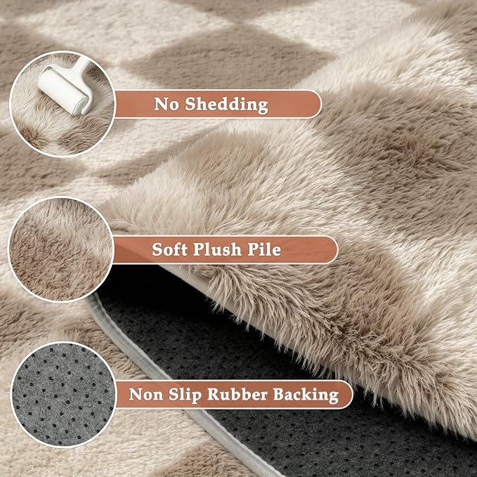 PureCozy Brown 4x6 Area Rug for Living Room Washable Non Slip Neutral Soft - Image 4