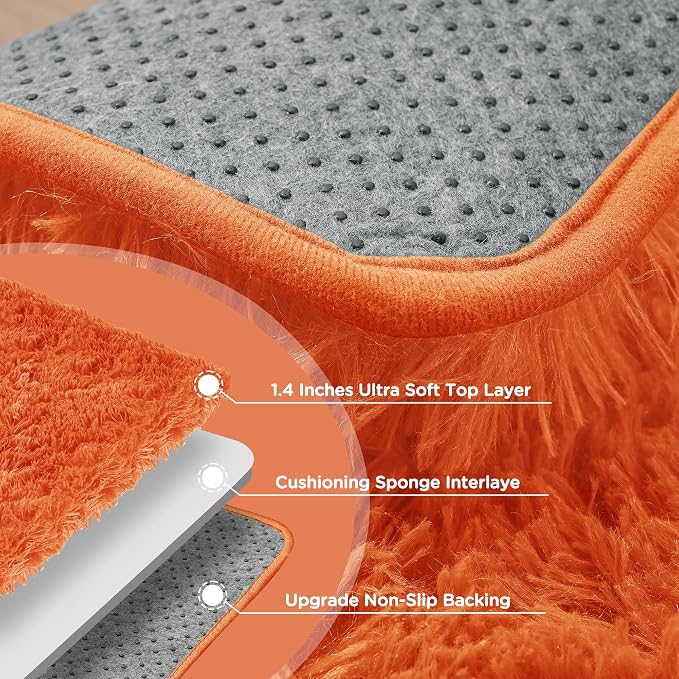 5x7 Orange Area Rugs for Living Room, Fluffy Shag Rug for Bedroom Nursery - Image 7