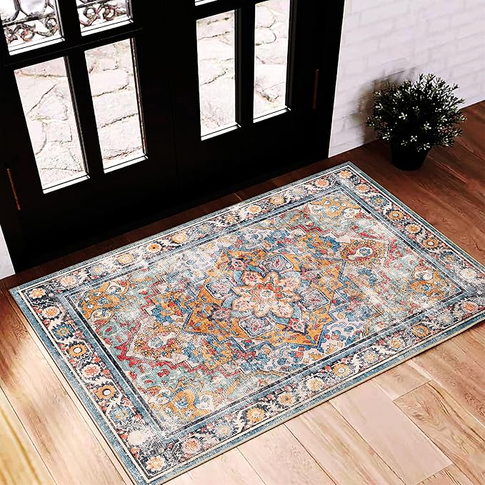 CHAMPLANT 2'x3' Washable Area Rug Door Mat Vintage Doormat Indoor Entrance by CHAMPLANT
