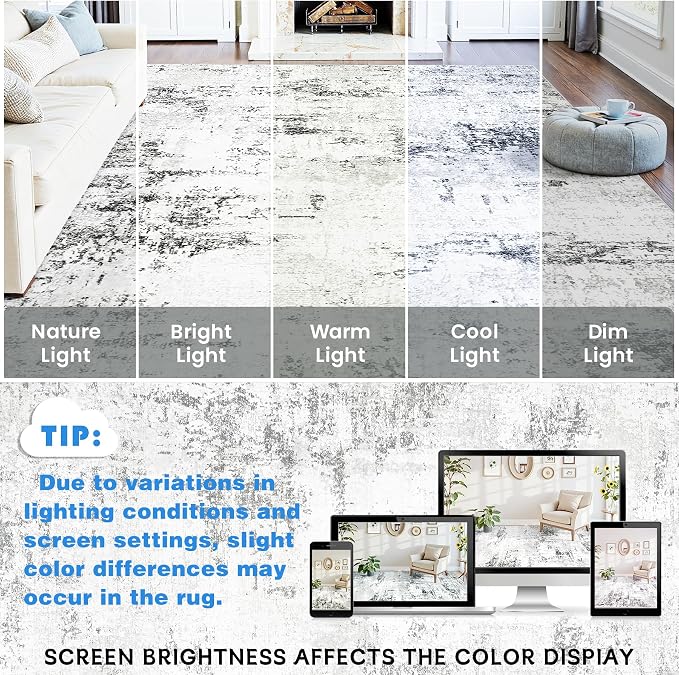Area Rugs 9x12 Living Room: Large Modern Abstract Washable Rug Soft Indoor Anti - Image 9