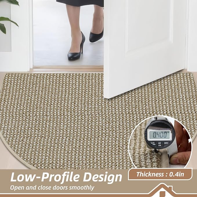 BEQHAUSE Dirt Trapper Door Mat 24" x 36" Half Circle Non-Slip Washable Doormats - Image 5