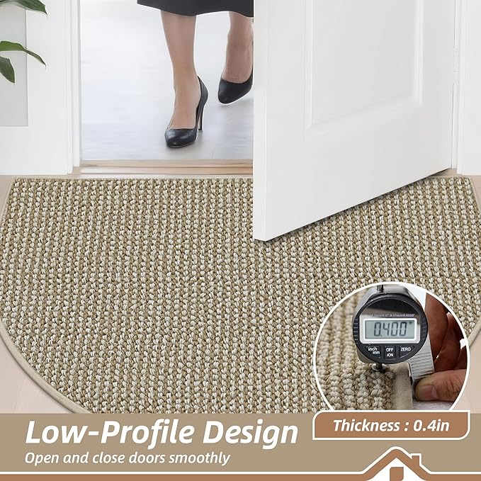 BEQHAUSE Dirt Trapper Door Mat 26" x 40" Half Circle Non-Slip Washable Doormats - Image 5