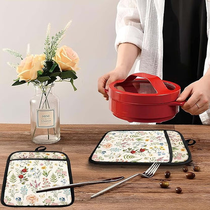 Beige Floral Botanical Pot Holders - Image 5