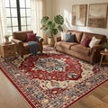 RELEANY Area Rugs 5'x7' Washable Non-Slip, Floral Vintage Distress Medallion by RELEANY