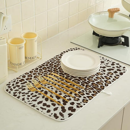 Brown Leopard Print Drying Mat 18x24 Inches - Image 6