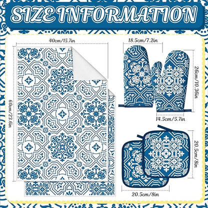 Jingmore 6 Pcs Kitchen Decor Set Accessory Farmhouse Kitchen Towels Pot Holders - Image 3