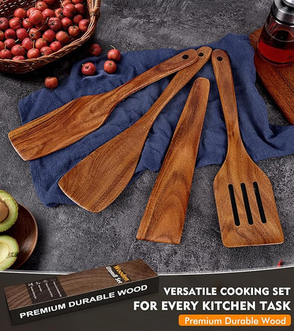 4Pcs Wooden Spatula for Cooking, Acacia Wooden Spatula for Kitchen Use - Image 7