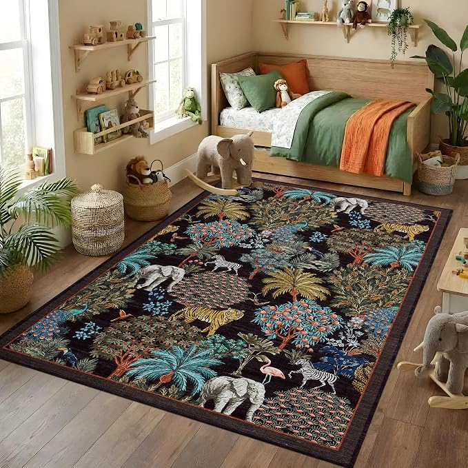GarveeHome Jungle Animal Print Rug 3x5 Washable Area Rugs - Image 2