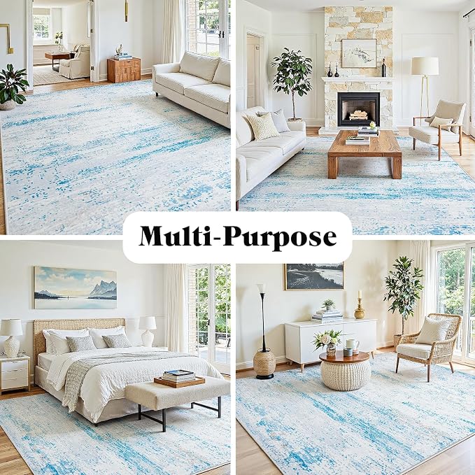 9x12 Area Rugs Washable Rug:Anti-Skid Abstract Modern Living Room Rug Soft Thin - Image 3