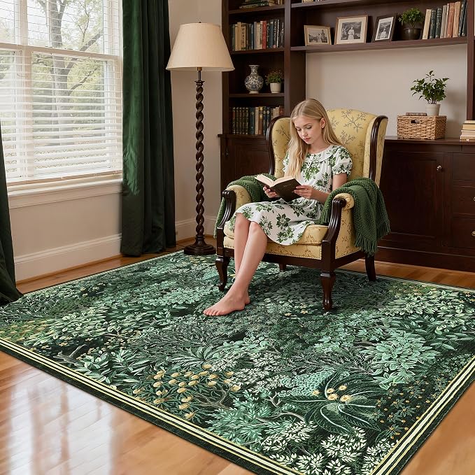 GarveeHome Forest Rugs 6x9, Botanical Low Pile Non Slip Stain Resistance - Image 9