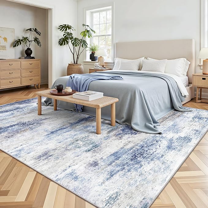 5x7 Area Rugs, Abstract Morden Soft Washable Rug, Non-Slip Low Pile Rugs - Image 3