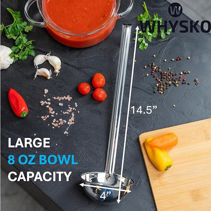 Whysko Soup Ladle Stainless Steel, 8 oz Metal Ladle Spoon, Rustproof Heat - Image 2