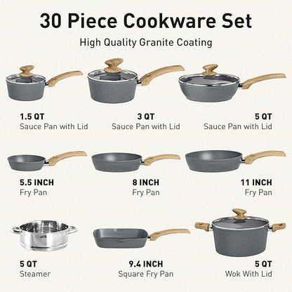 DishDelight Induction Pots and Pans Set Non Stick, 30 Piece Nonstick Kitchen - Image 6