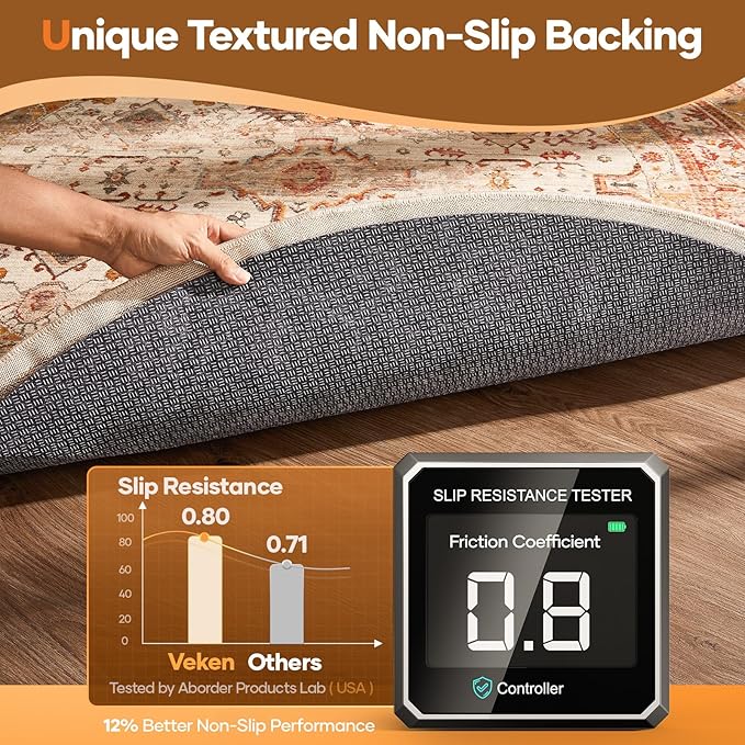 Veken 6 Ft Round Non Slip Cushioned Rug Pad Gripper, Felt and Silicone Backing - Image 3