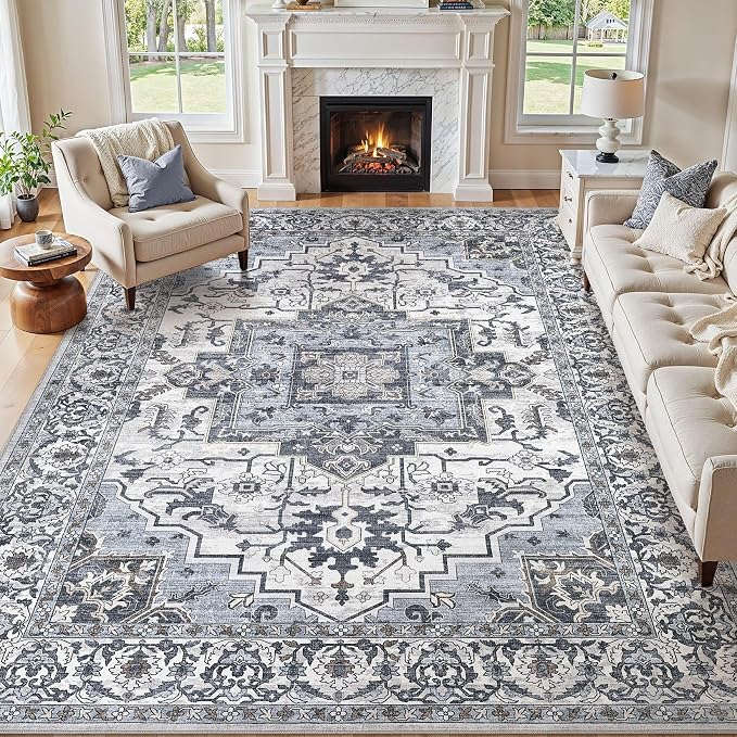 6x9 Area Rugs Living Room: Washable Vintage Rug Large Non-Slip Stain Resistant by JessibouAreaRug