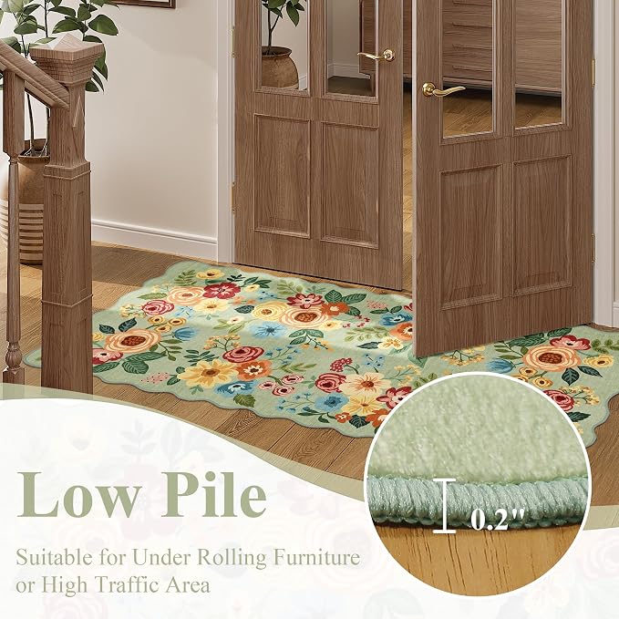 DUKINO 4x6 Area Rug, Floral Non-Slip Indoor Washable Rug - Image 8