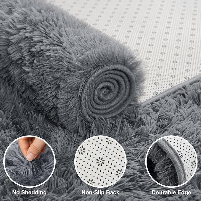 10X14 Large Shag Area Rugs for Living Room Bedroom, Big Soft Purple Fluffy Rug - Image 3