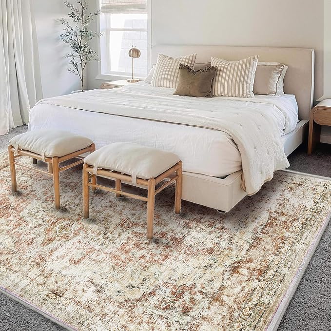 CHAMPLANT Area Rug 6'x9' Washable Vintage Traditional Floor Cover Thin Retro - Image 2