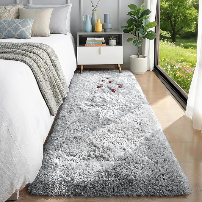 PAGISOFE Grey Runner Rugs for Hallway 2x6 Ft, Super Soft Fluffy Rug Home Decor by PAGISOFE