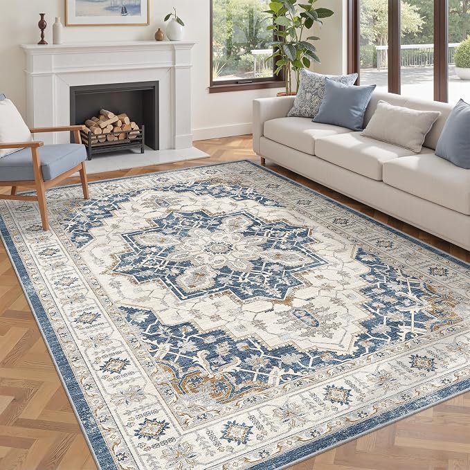 befbee 6x9 Area Rug for Living Rooms, Stain Resistant Neutral Washable Rugs for by Befbee