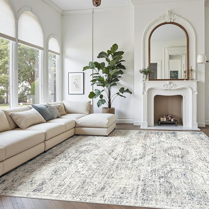 Soalmost 9x12 Area Rugs for Living Room, Non Slip Machine Washable Vintage Rugs - Image 2