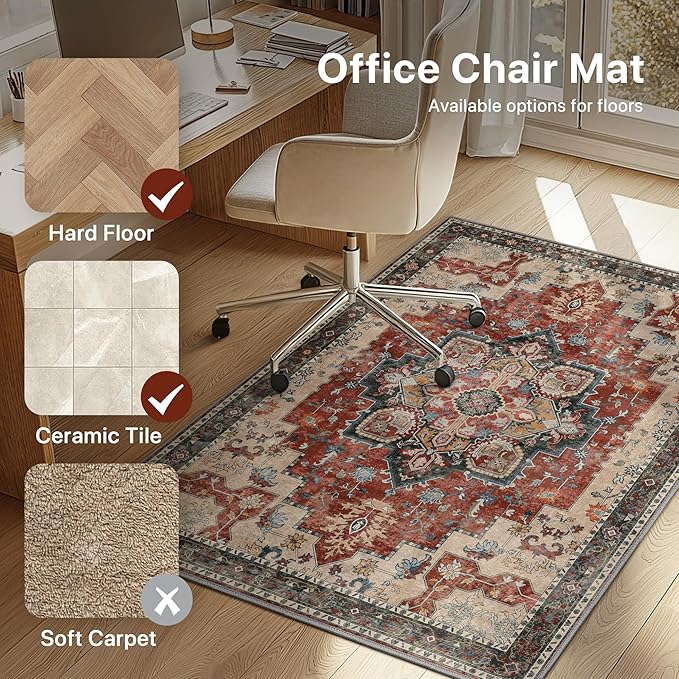 36"x60" Office Chair Mat for Hardwood Tile Floor, Under Desk Carpet Protector - Image 3