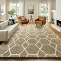 ONASAR 7x9 Area Rugs for Living Room Bedroom, Large Fluffy Beige and White by ONASAR
