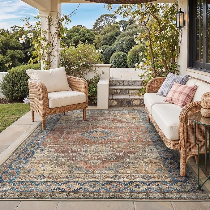 GENIMO Outdoor & Indoor Area Rug 6'x9', Waterproof, Non-Shedding, Easy Cleaning by GENIMO