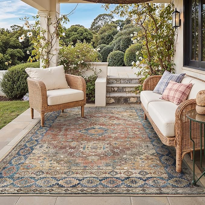 GENIMO Outdoor & Indoor Area Rug 5'x8', Waterproof, Non-Shedding, Easy Cleaning by GENIMO
