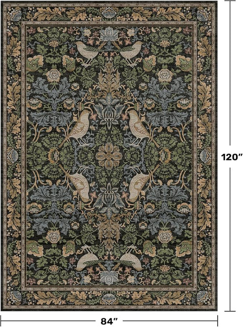 7x10 Green Washable Kitchen Table Rug - Image 2