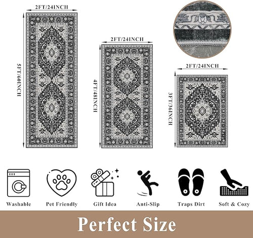 3-Piece Non-Slip Machine Washable Kitchen Rug Set - Image 2
